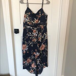 Lulu's Navy Floral High Low Dress